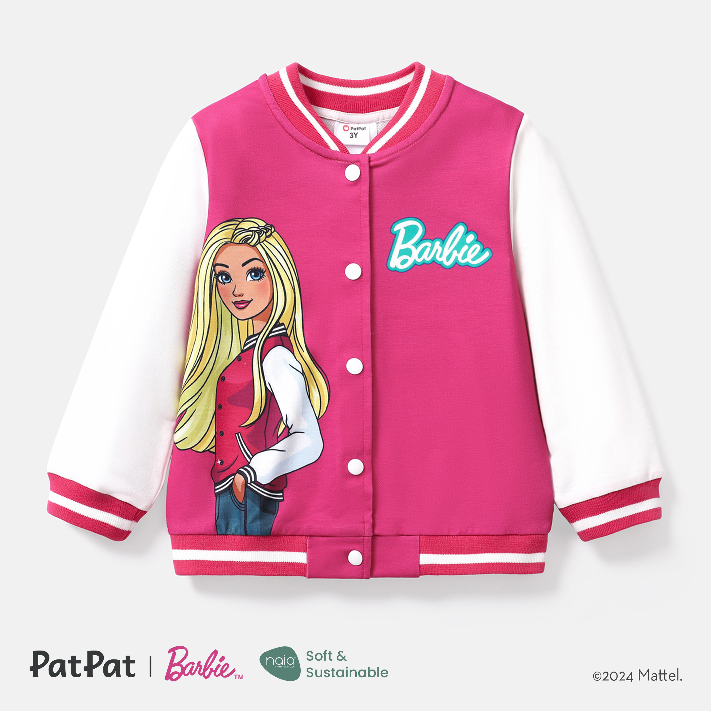 Barbie Girls Bomber Jacket Graphic and Letter Print Colorblock Lightweight Varsity Jacket Sizes 3... | Walmart (US)
