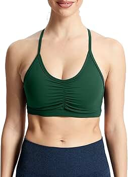 Aoxjox Sports Bras for Women Workout Fitness Ruched Training Baddie Cross Back Yoga Crop Tank Top | Amazon (US)