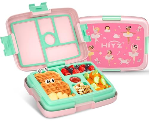 HiYZ Bento Lunch Box for Kids with 5 Compartments,Ballet Lunch Box Kids,Ideal Portion Sizes Toddler Lunch Box for Daycare aged 3-7 years,Durable, Drop-Proof, Dishwasher Safe(Ballet) | Amazon (US)