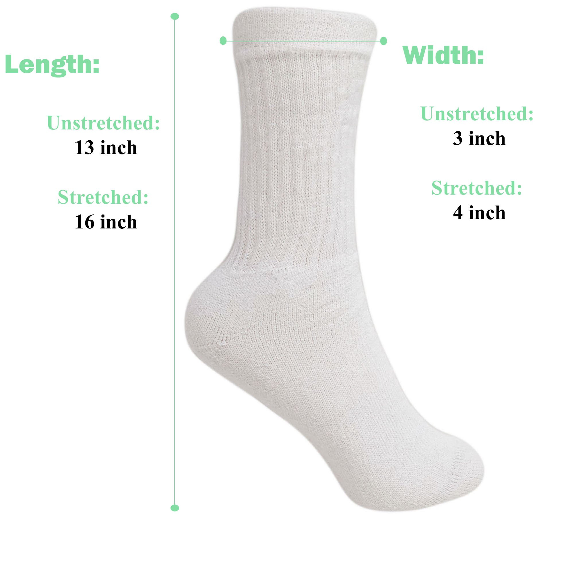 Cotton Crew Socks for Women White Made in USA 6 PAIRS Size 9-11 | Walmart (US)
