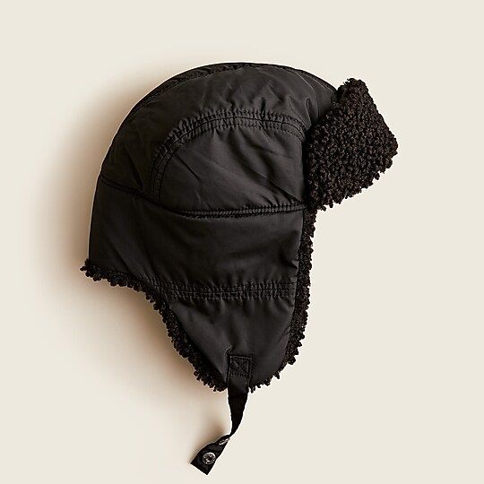 Nylon puffer trapper hat with PrimaLoft®  and sherpa lining | J.Crew US