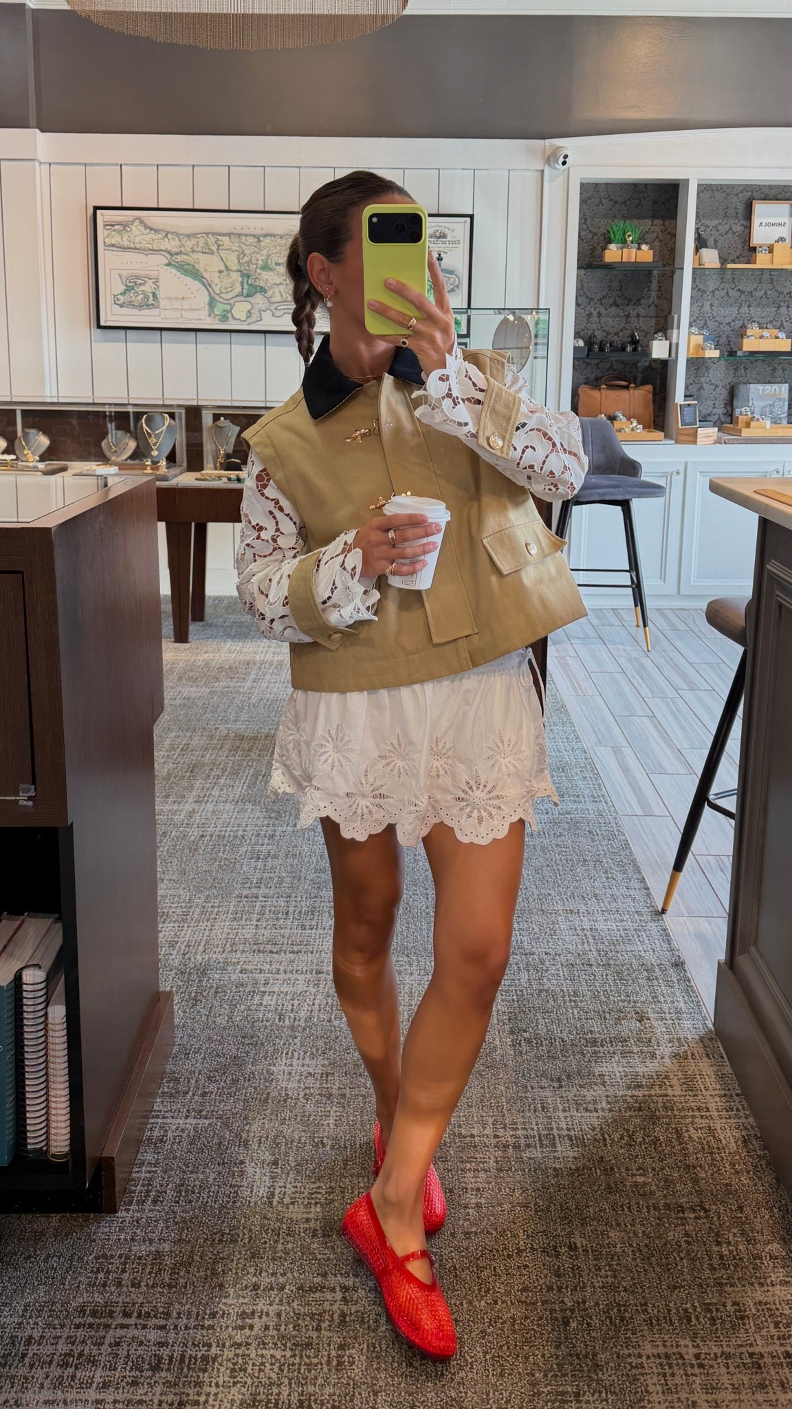 XS jacket and skirt is a couple yrs old from free people! Jellies are tts