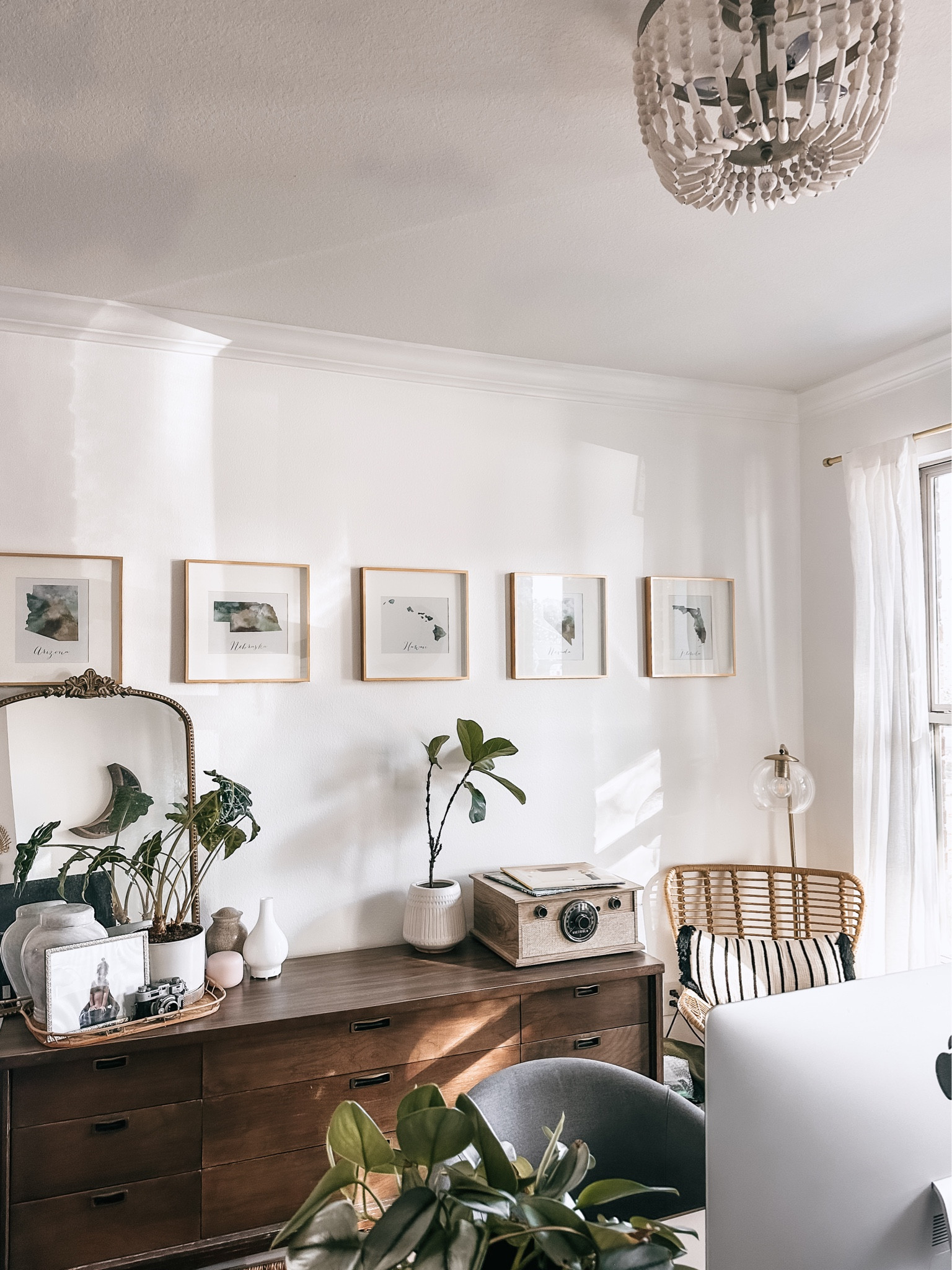 my favorite little corner in the house 🤍

this sideboard has a neat little backstory - it was made in 1965 and I drove from Vegas to Murietta, CA to get it in one day 😜 obviously I can’t link it but I did find a super similar one! 

the frames are watercolor drawings of the states we’ve lived in so far, and they’re a staple at Crate and Barrel 🙌🏼 perfectly elegant and look even better in person 🤍

#officedecor #officedesigninspo #myhomestyle #officestyle #sideboardstyle #midcenturymodern

#LTKhome #LTKstyletip