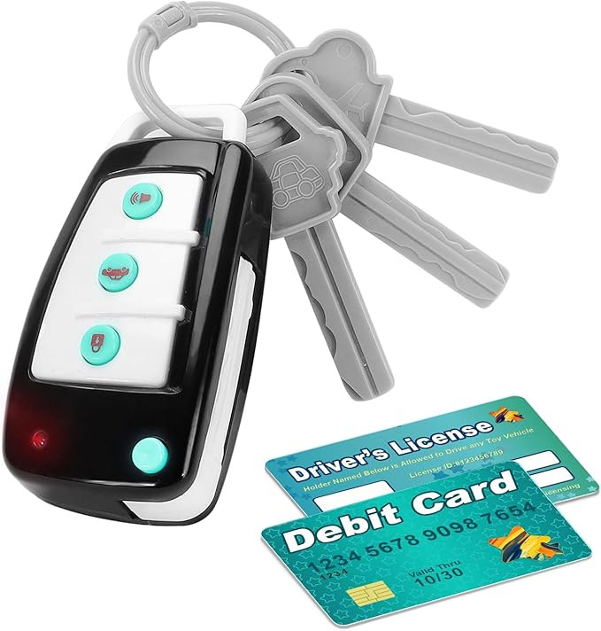 Car Key Playset, Remote Car Key Toy with Light and Sounds, Pretend Play Keys with Cards for Boys ... | Amazon (US)