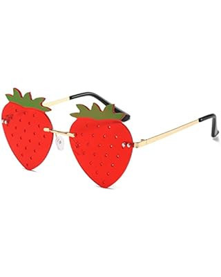 Dazzleimart Strawberry Shape Sunglasses Retro Trendy Fun Sunglasses for Women Men Christmas Decor... | Amazon (US)
