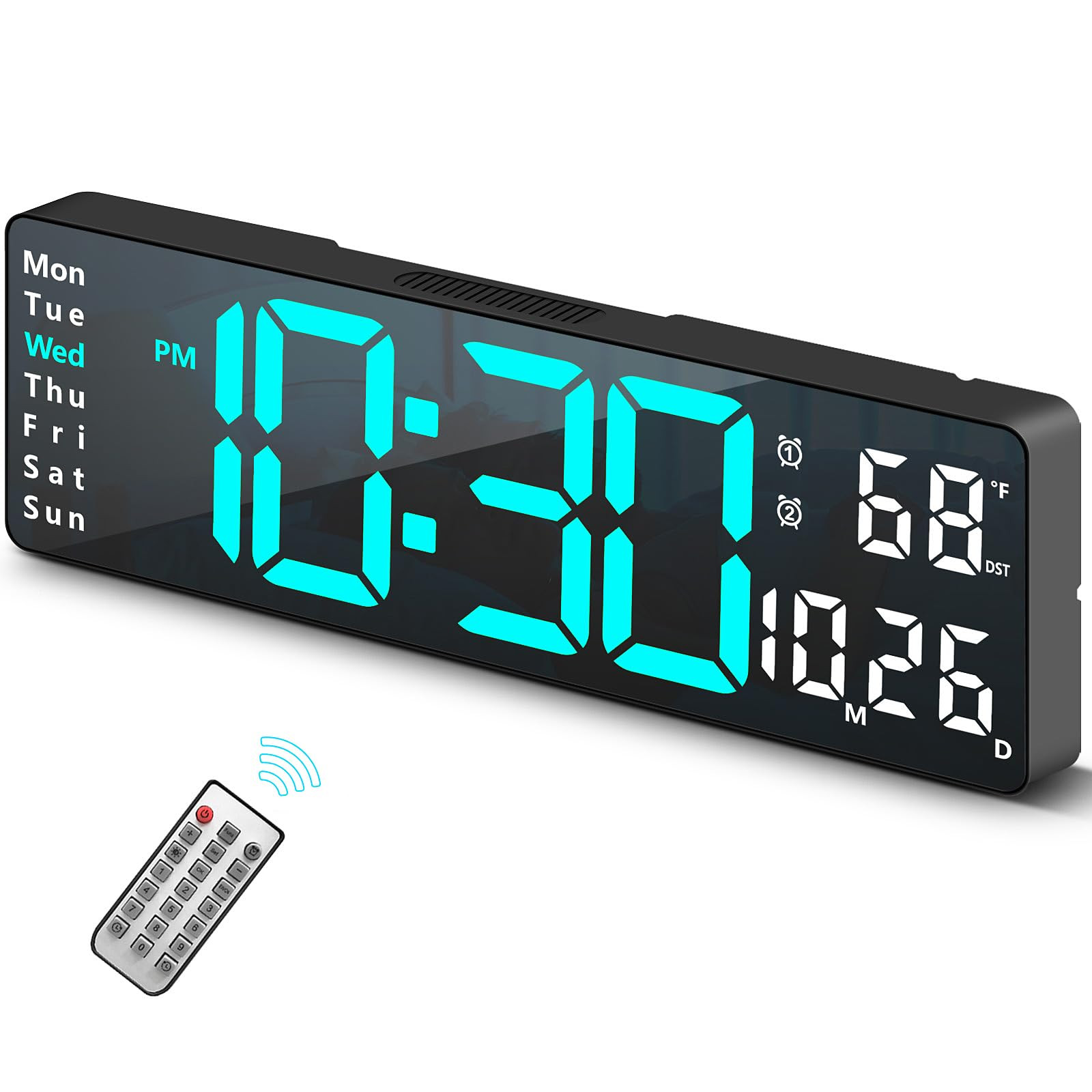 Digital Clock, Digital Wall Clock for Living Room Decor, Desk Alarm Clock for Bedroom, Large Wall... | Amazon (US)