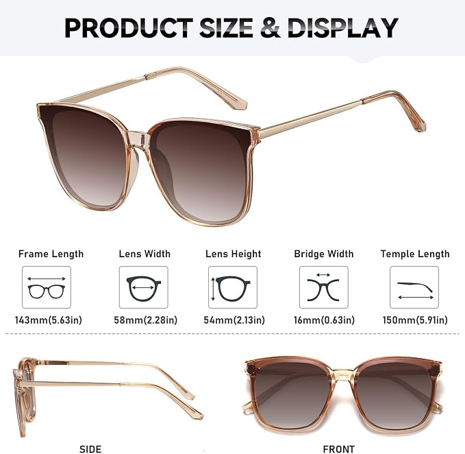 HAOLOTA Polarized Sunglasses for Women UV400 Oversized Cat Eye Sunglasses Lightweight Shades for ... | Amazon (CA)