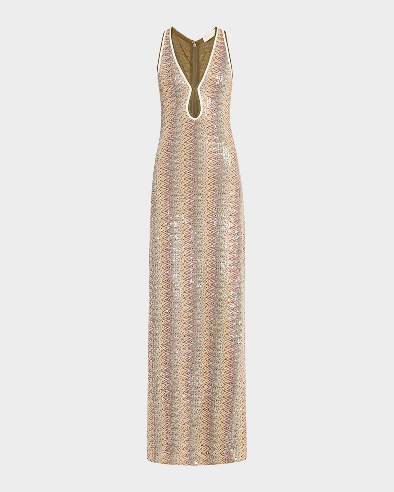 Lilia Sequined Chevron Maxi Dress | Neiman Marcus