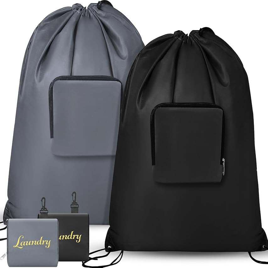 2 Pieces Travel Laundry Bag Small Dirty Clothes Bags for Traveling Lightweight and Expandable Laundr | Amazon (US)