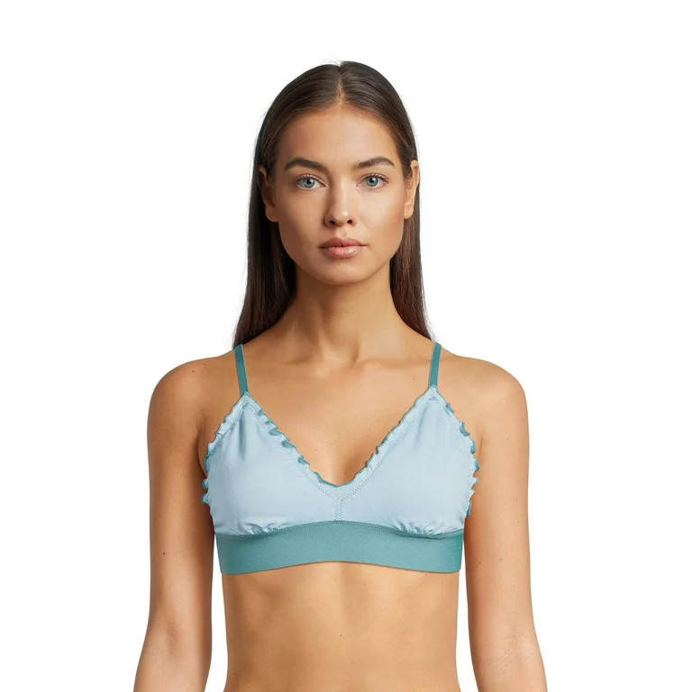 No Boundaries Juniors' Lettuce Edge Triangle Bralette, Sizes S-3XL | Walmart (US)