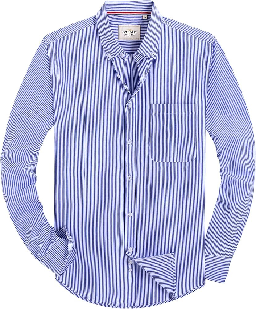 Alimens & Gentle Mens Solid Oxford Shirt Long Sleeve Dress Shirt Work Casual Button Down Shirts w... | Amazon (US)