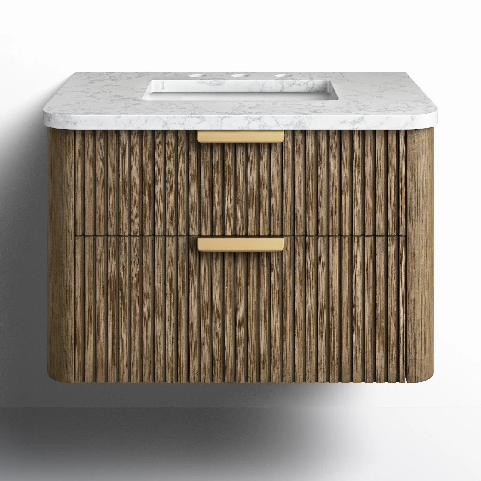 Liljan 30'' Wall-Mounted Single Bathroom Vanity with Engineered Stone Top | Joss & Main