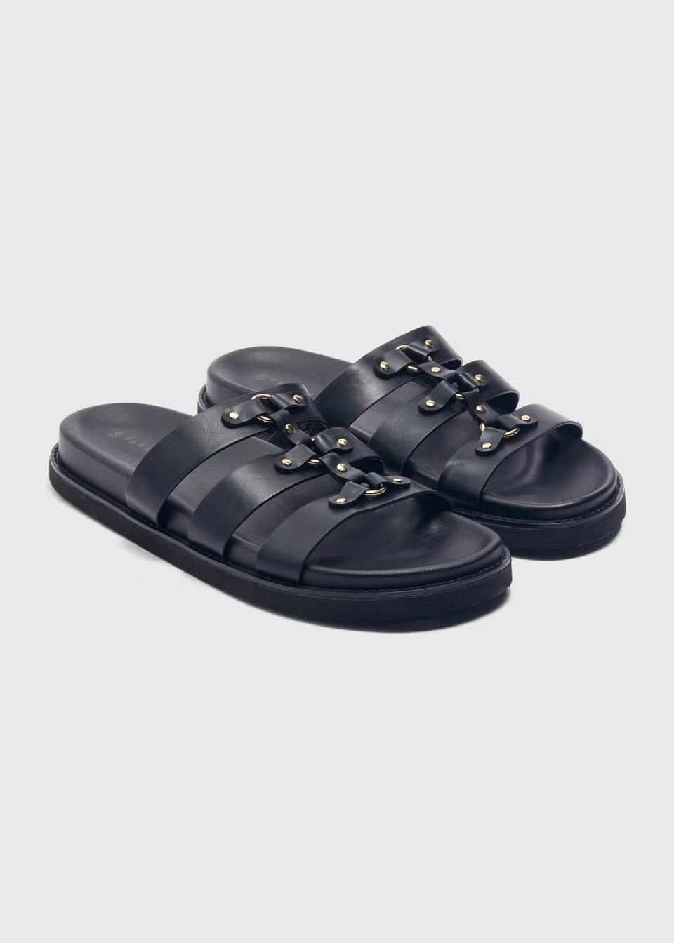 Black Stud Fashion Footbed Sandals - Size 3 | Matalan (UK)