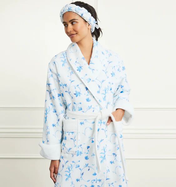 The Women's Hotel Robe - Blue Botanical | Hill House Home