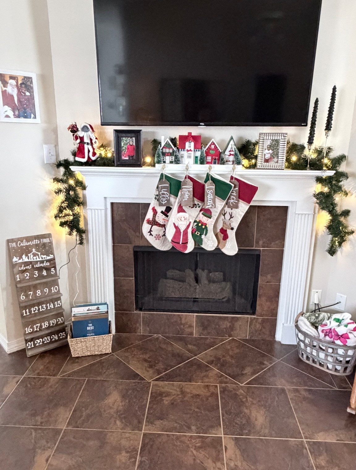 My favorite spot in the house right now ✨🎄 
Stockings hung, garland glowing, and all the little Christmas touches that make it feel magical. #manteldecor

#LTKHoliday #LTKHome #LTKSeasonal