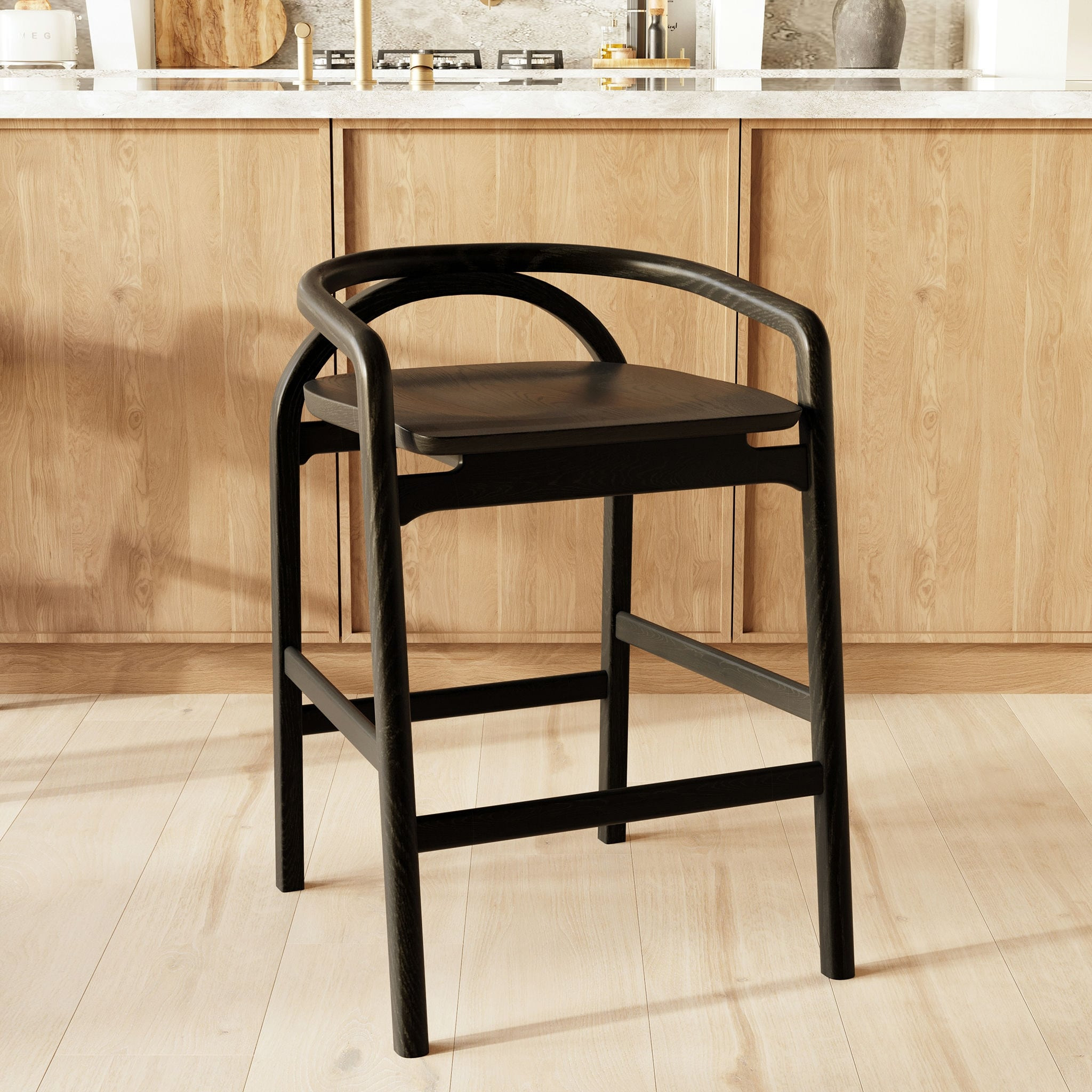 Poly & Bark Yokohama Counter Stool - Solid Oak Wood | Overstock