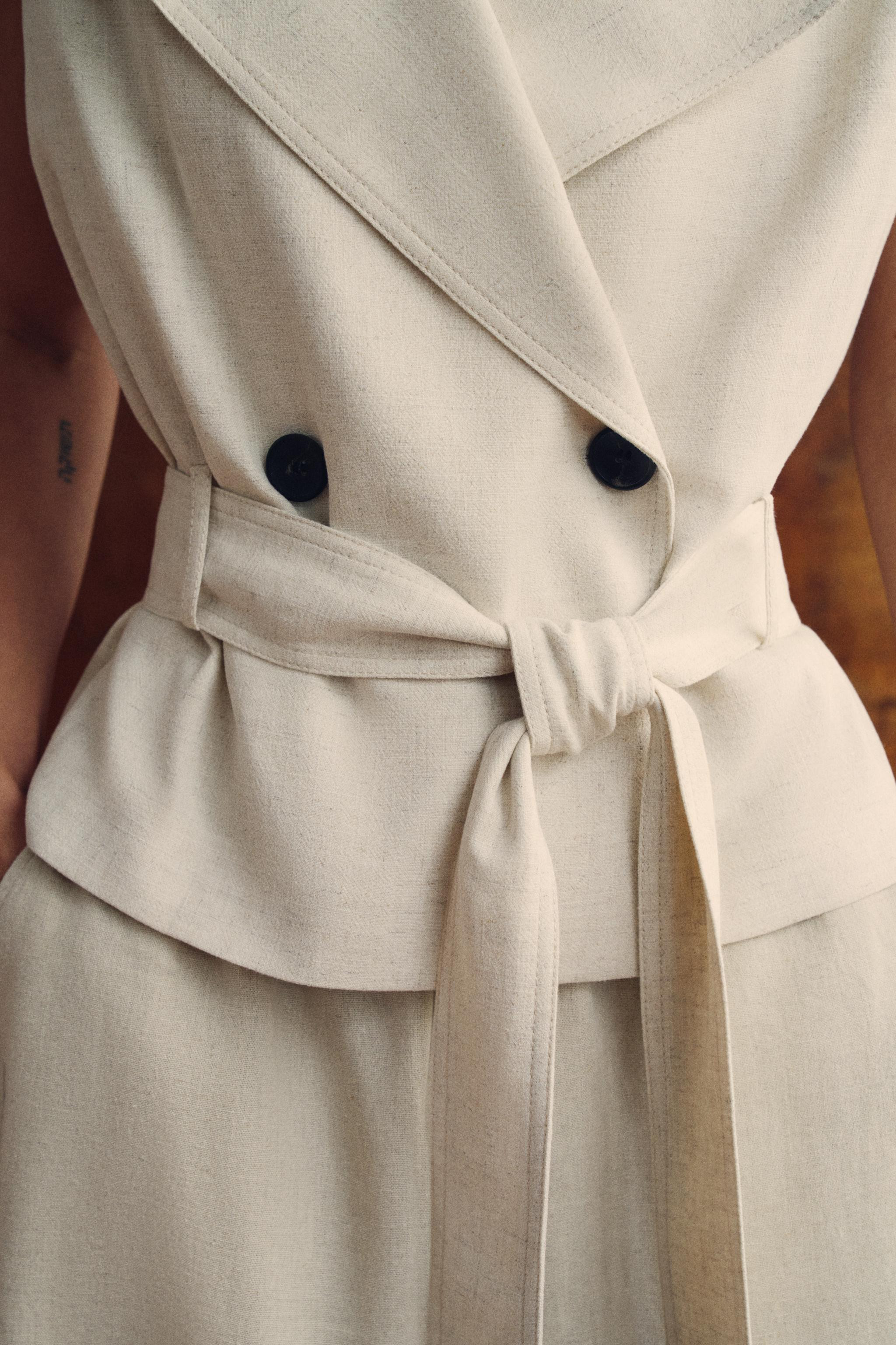 BELTED DOUBLE-BREASTED LINEN VEST | Zara US