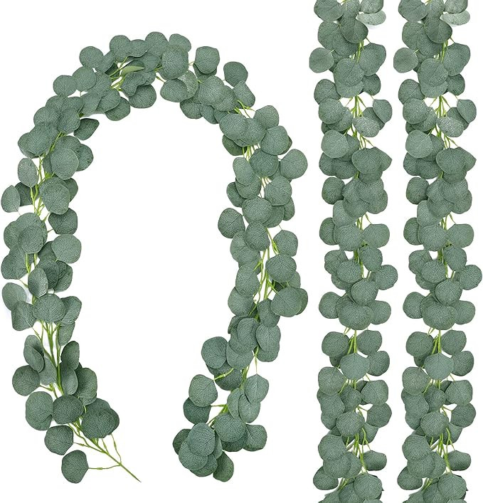 Amazon.com: CEWOR 3 Packs Artificial Eucalyptus Garland Greenery Silk Eucalyptus Leaves Vines Fau... | Amazon (US)