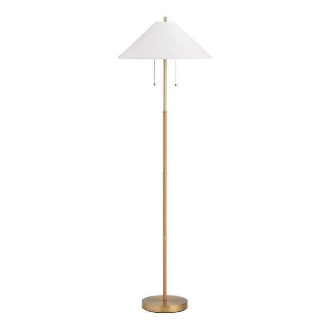 Brass And Faux Rattan Empire 2 Light Floor Lamp | World Market
