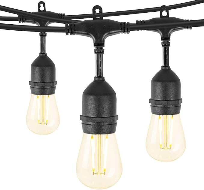 48 Feet Led Outdoor String Lights with 15 Shatterproof Energy Saving Bulbs UL Listed Commercial G... | Amazon (US)
