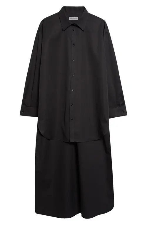 Balenciaga Organdi Cotton & Silk Poplin Button-Up Shirt in 1000 Black at Nordstrom, Size 44 | Nordstrom