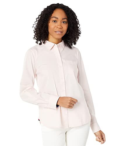 Tommy Hilfiger Women's Roll Tab Button Down Shirt, ballerina pink, L | Amazon (US)