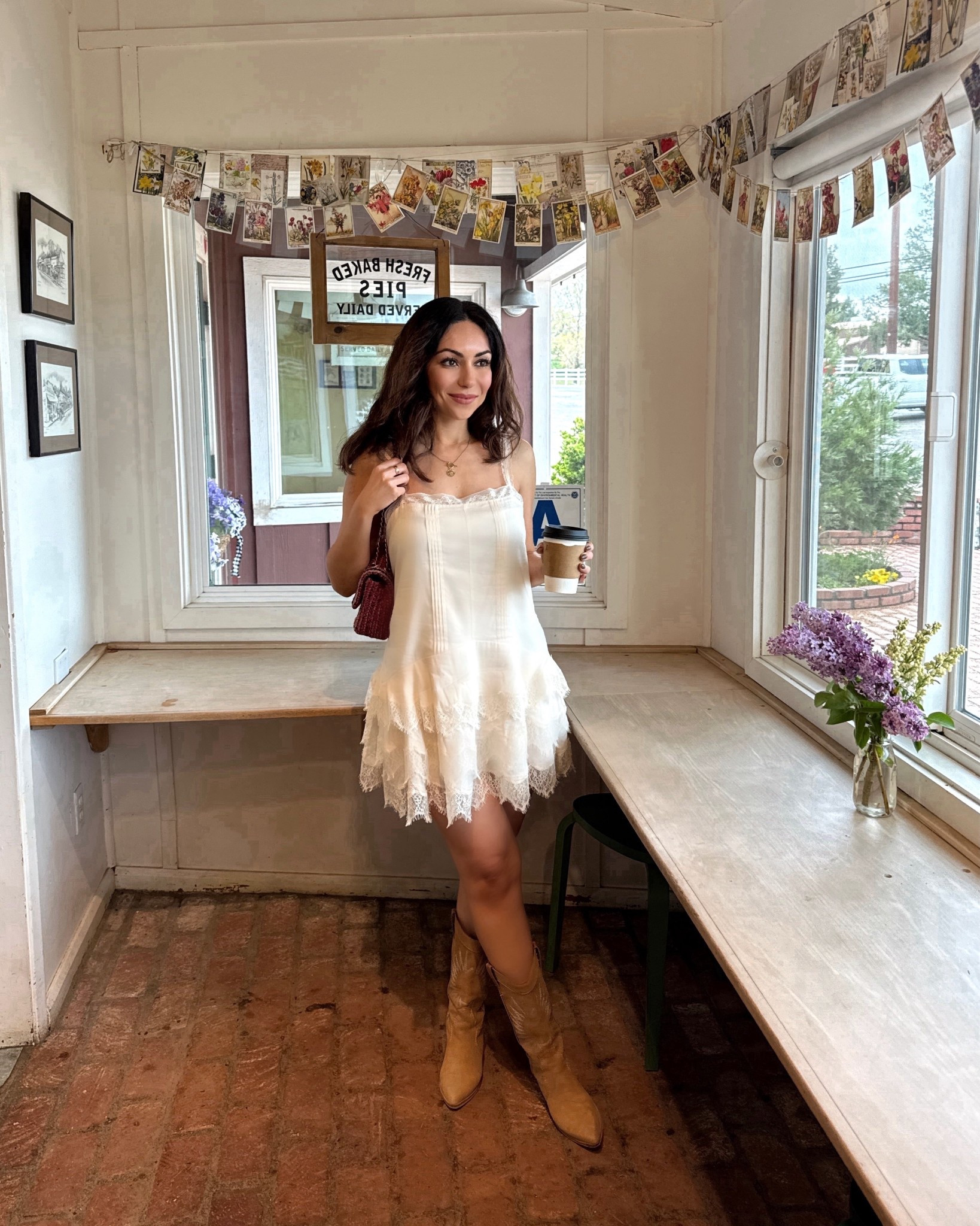 Morning coffee and cherry pie in the mountains. 🥧🍒☕️  wearing reformation boho dress #reformationdress #reformation #westernboots #bohostyle

#LTKSeasonal #LTKSummerEdit #LTKStyleTip