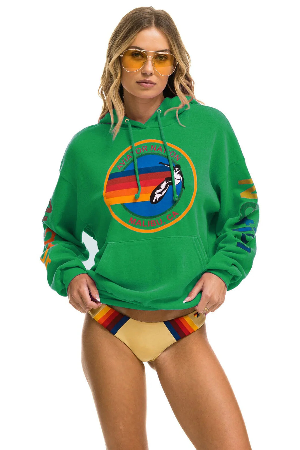 AVIATOR NATION MALIBU RELAXED PULLOVER HOODIE - KELLY GREEN | Aviator Nation