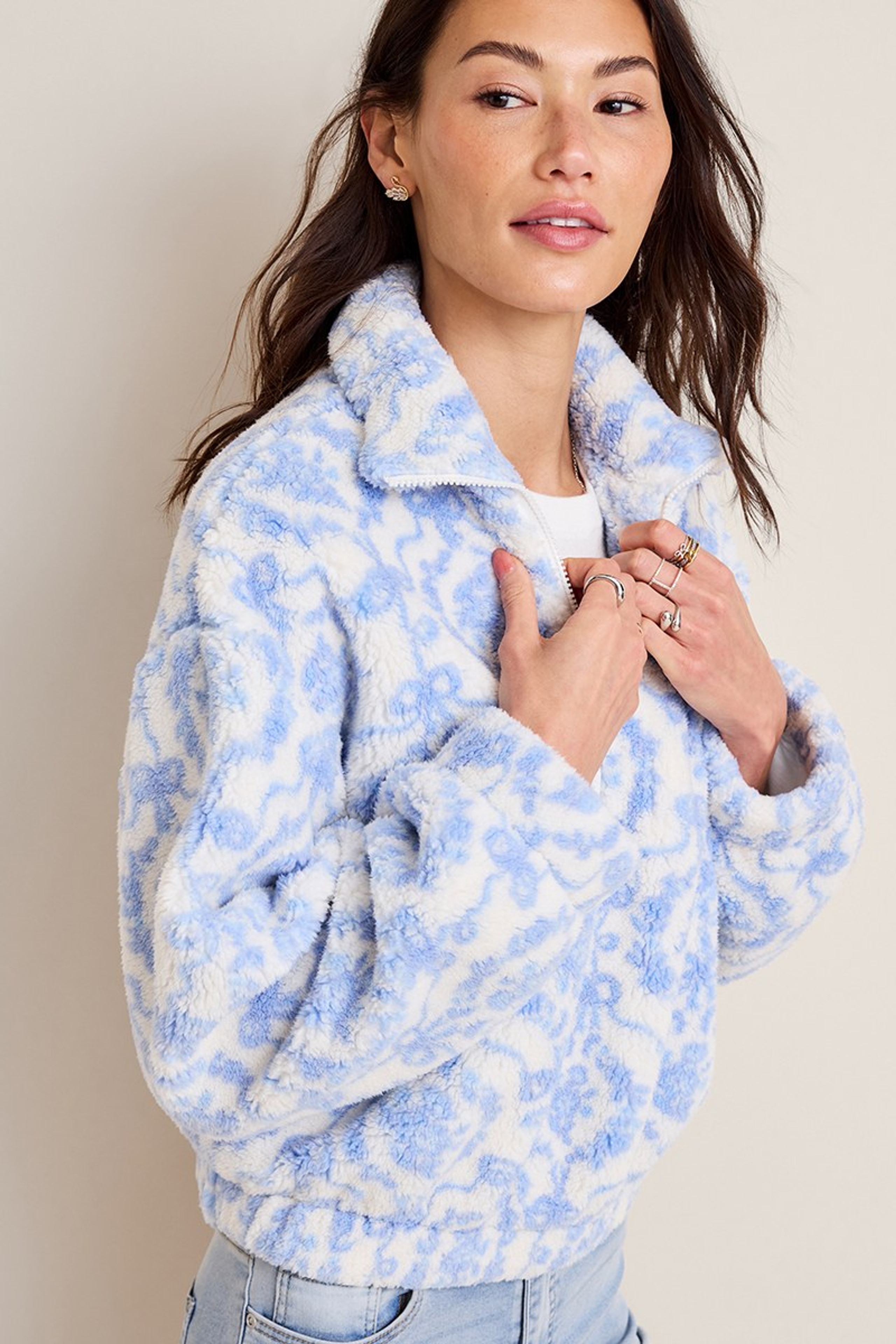 Abby Sherpa Quarter Zip Pullover | Francesca's