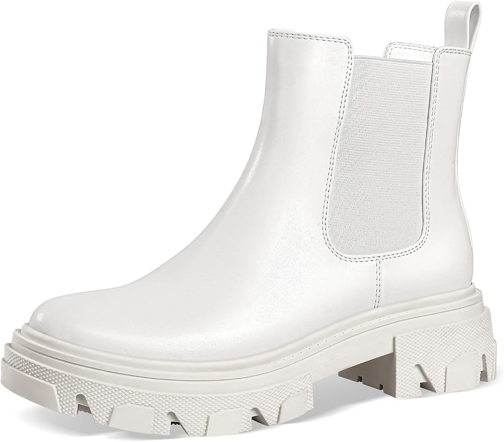 PIZZ ANNU Women's Dani Platform Chelsea Boots Fashion Lug Sole Combat Chunky Block Heel Slip on E... | Amazon (US)