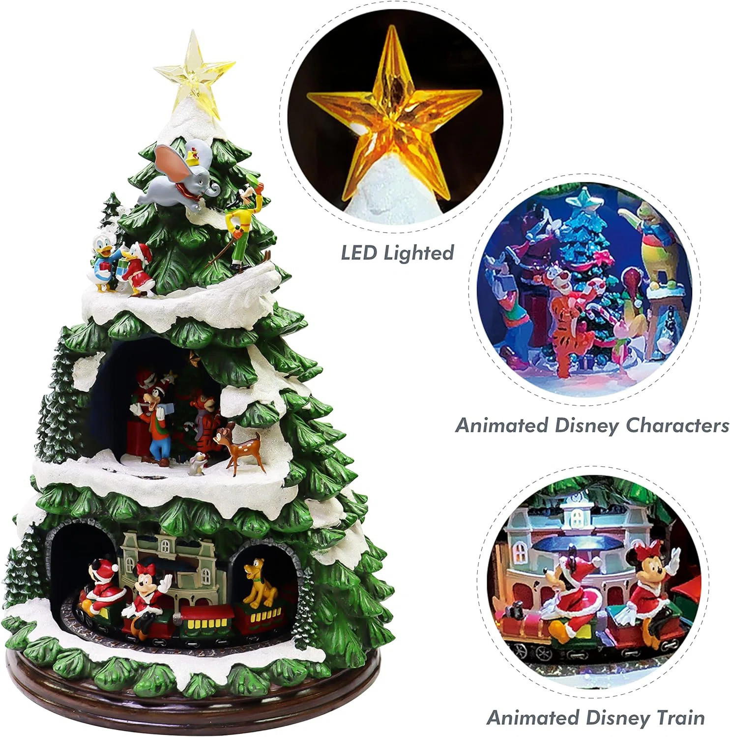 Moments In Time: 17.8"H Animated Disney Christmas Tree (Train) - LED, 8 Music, Adapter - Hand-Pai... | Wayfair North America