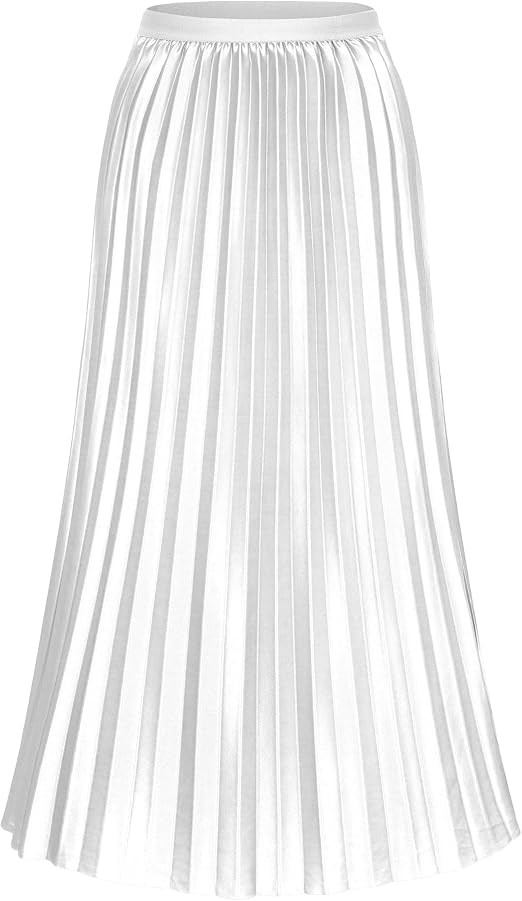 ALCEA ROSEA Women's Pleated Midi Skirt High Waist Knitted Solid Casual Skirt 7855 | Amazon (US)