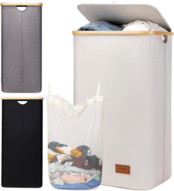 DOFASAYI Laundry Basket, Hamper with Lid - 120L Dirty Clothes Hamper with Removable Bag - Tall La... | Amazon (US)