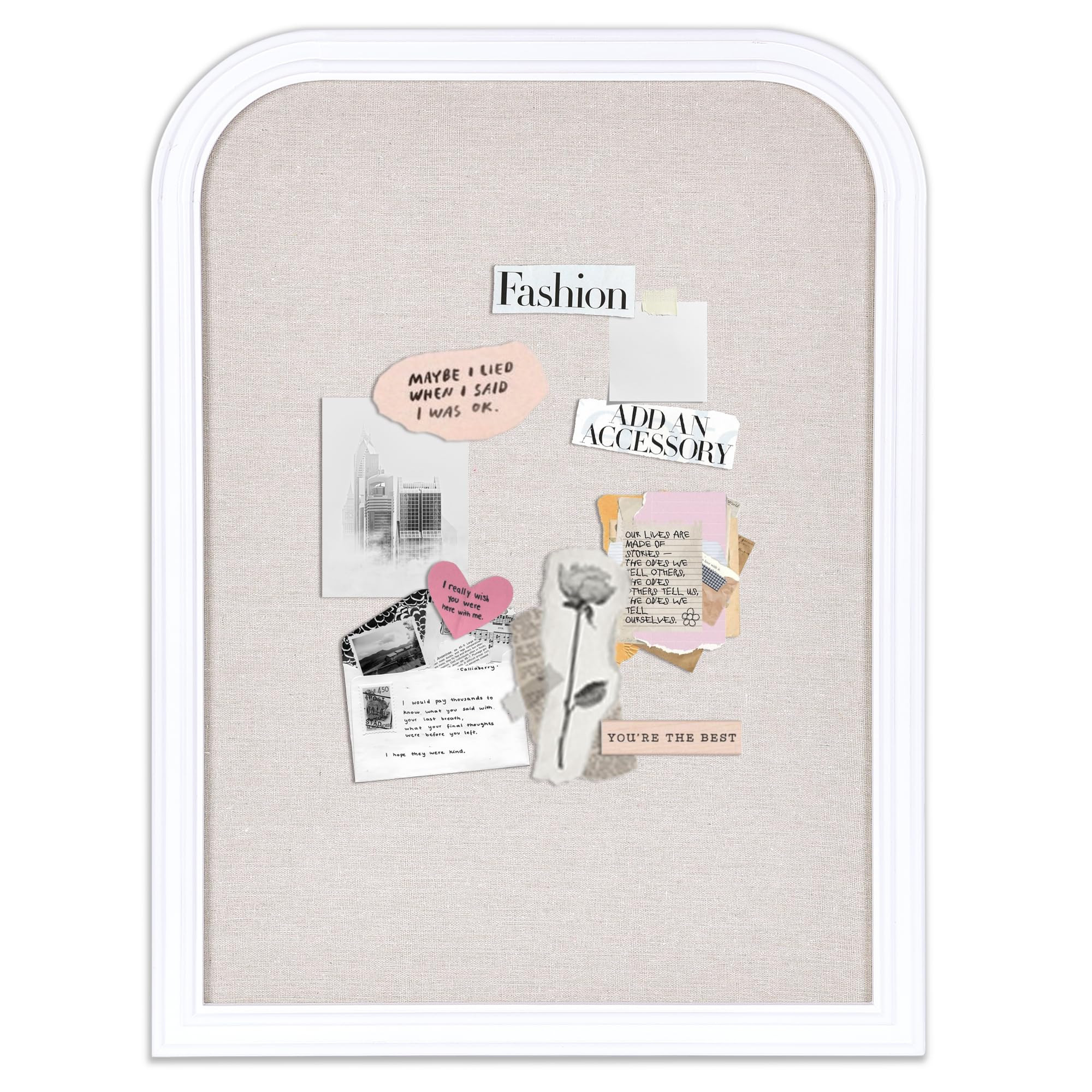 Bulletin Board with Linen, 17x13 inches Bulletin Board with White Wood Style Frame, Decorative Ha... | Amazon (US)