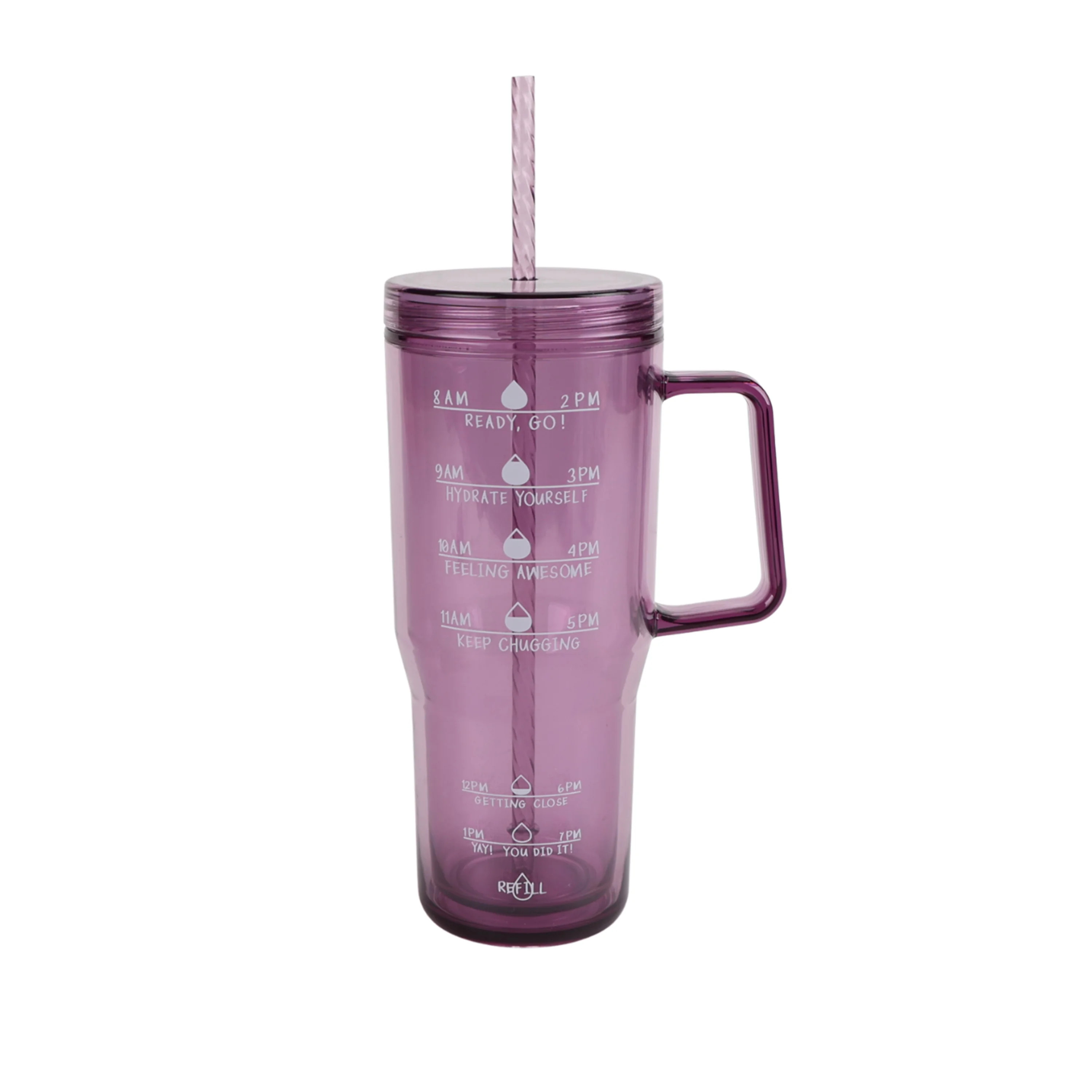Mainstays 30 Ounce Plastic Tumbler with Handle, Purple | Walmart (US)