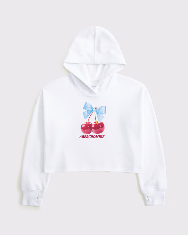 girls cutoff graphic popover hoodie | girls summer sale: up to 50% off select styles | Abercrombi... | Abercrombie & Fitch (US)