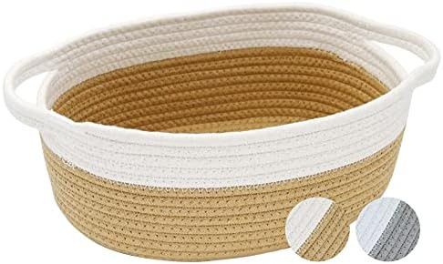Small Woven Basket Loravou Cotton Rope Basket Small Basket Toy Room Storage Basket Cat and Dog Ba... | Amazon (US)