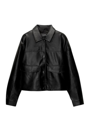 Faux leather jacket with pockets | PULL and BEAR UK