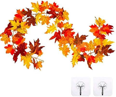 Whaline Artificial Autumn Fall Maple Leaves Garland Hanging Plant for Home Garden Wall Doorway Ba... | Amazon (US)