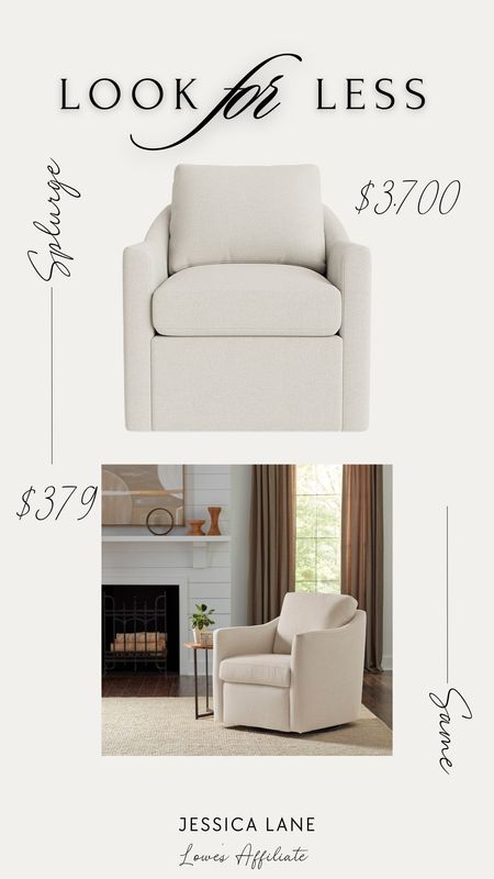 Look for Less, Lowe's edition. Love this gorgeous classic style accent chair. #lowespartnerAccent chair, living room furniture, Lowe's Home, Lowe's furniture, look for less furniture, neutral chair, modern organic home

#LTKhome #LTKstyletip