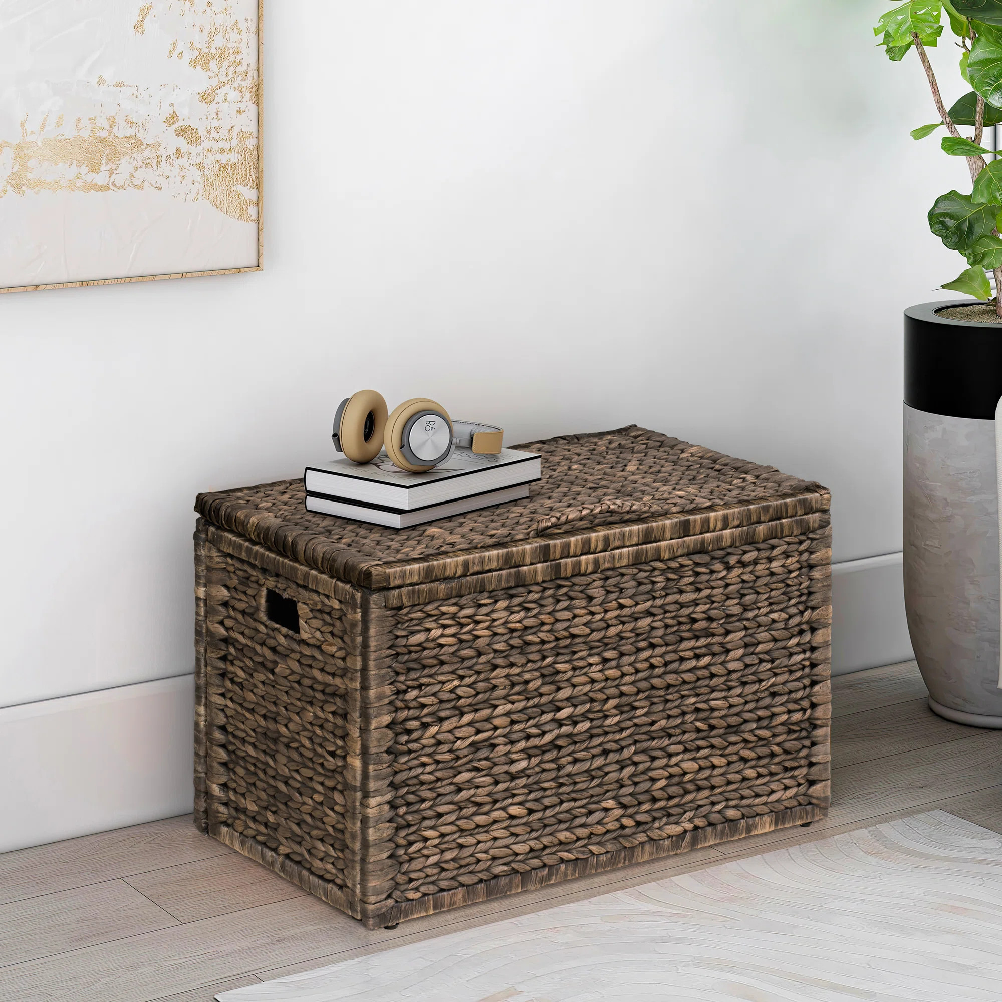 Highland Dunes Ved Heavy-duty Water Hyacinth Wicker Storage Trunk with Metal Frame & Reviews | Wa... | Wayfair North America