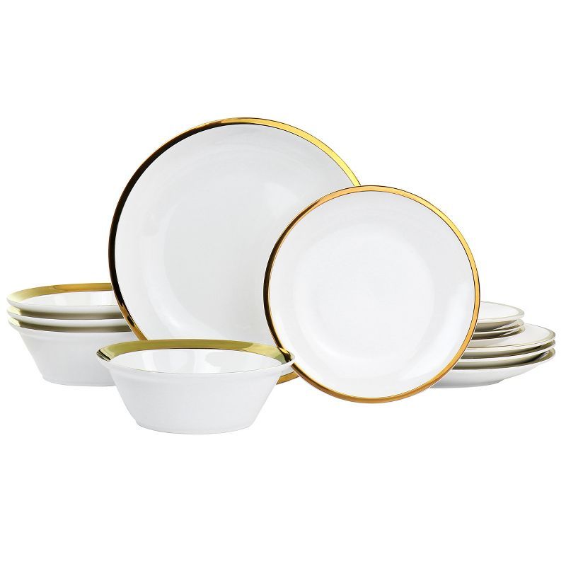 Gibson Home Premier Gold Fine Ceramic 12 Piece Dinnerware Set | Target