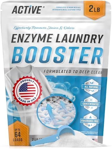 Enzyme Laundry Booster Odor Remover - 2 lbs Unscented Enzymatic Clothes Stain Cleaner Powder, Nat... | Amazon (US)