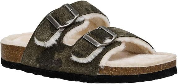 CUSHIONAIRE Women's Lane Cozy Cork footbed Sandal with Faux fur lining and +Comfort | Amazon (US)