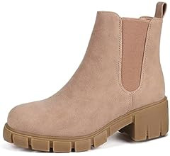 starmerx Women Platform Ankle Boots Elastic Chelsea Boots Mid Heel Slip on Booties | Amazon (US)