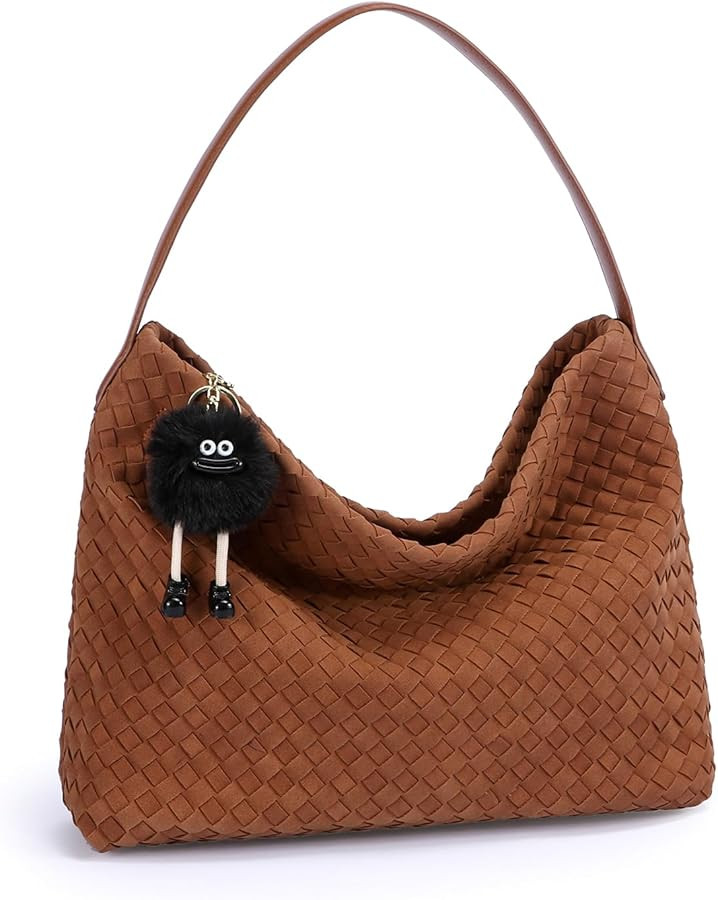Woven Suede Hobo Bag for Women, Fall Woven Purse Slouchy Shoulder Crossbody Bag, Tote Elegant Han... | Amazon (US)