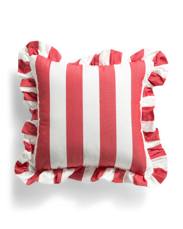 18X18 Cabana Stripe Ruffle Indoor Outdoor Pillow, Polyester | TJ Maxx
