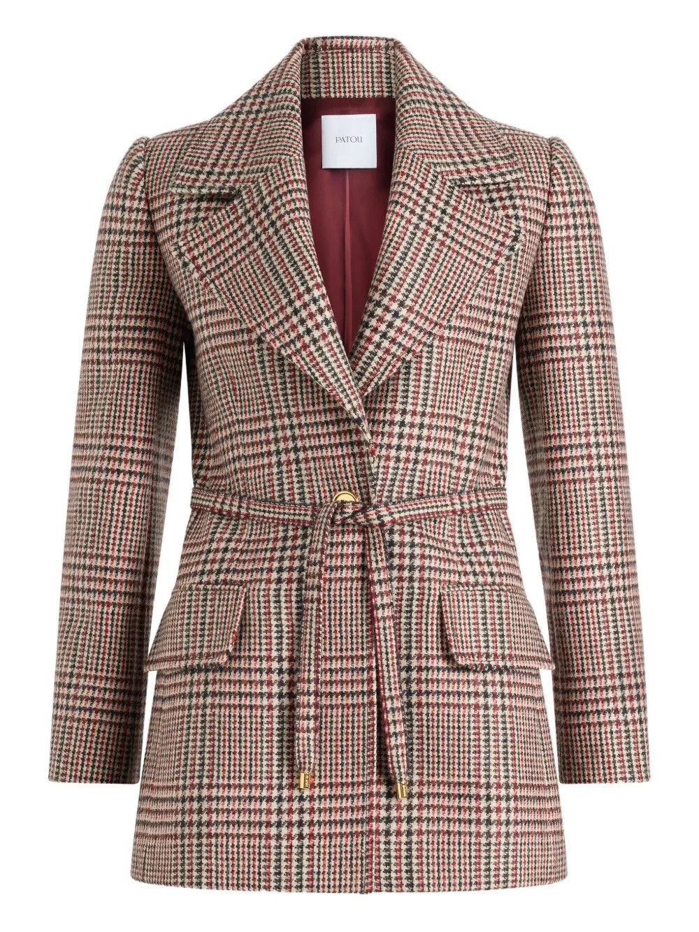 Patou Blazer a Quadri Con Cintura | Toni Neutri | FARFETCH IT | Farfetch Global