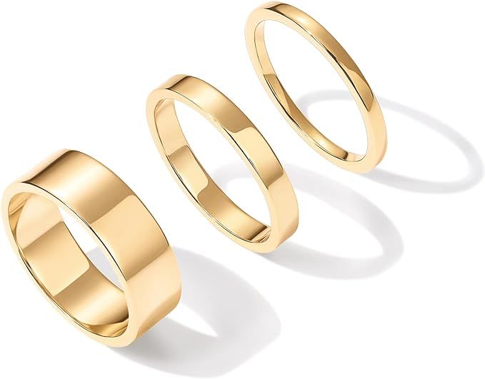 PAVOI 18K Gold Plated 3 Rings Set | Gold Stacking Rings for Women | Stacking Ring Set | Amazon (US)