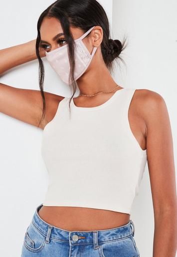 Nude Paisley Print 2 Layer Face Covering | Missguided (US & CA)